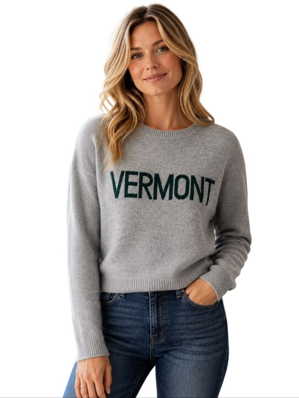 Pink Pineapple Vermont 100% Cashmere Crewneck Striped Gray Green Sweater Size XS